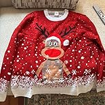 Fairlene Light-Up Christmas Sweater for Couples – Funny, Cute Reindeer Design for Men & Women – Perfect for Holiday Parties and Family Gatherings